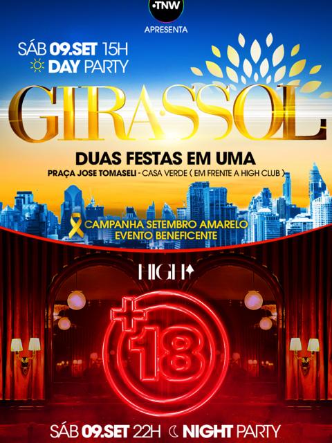 GIRASSOL + FESTA (+18) | HIGH CLUB | SETEMBRO AMARELO